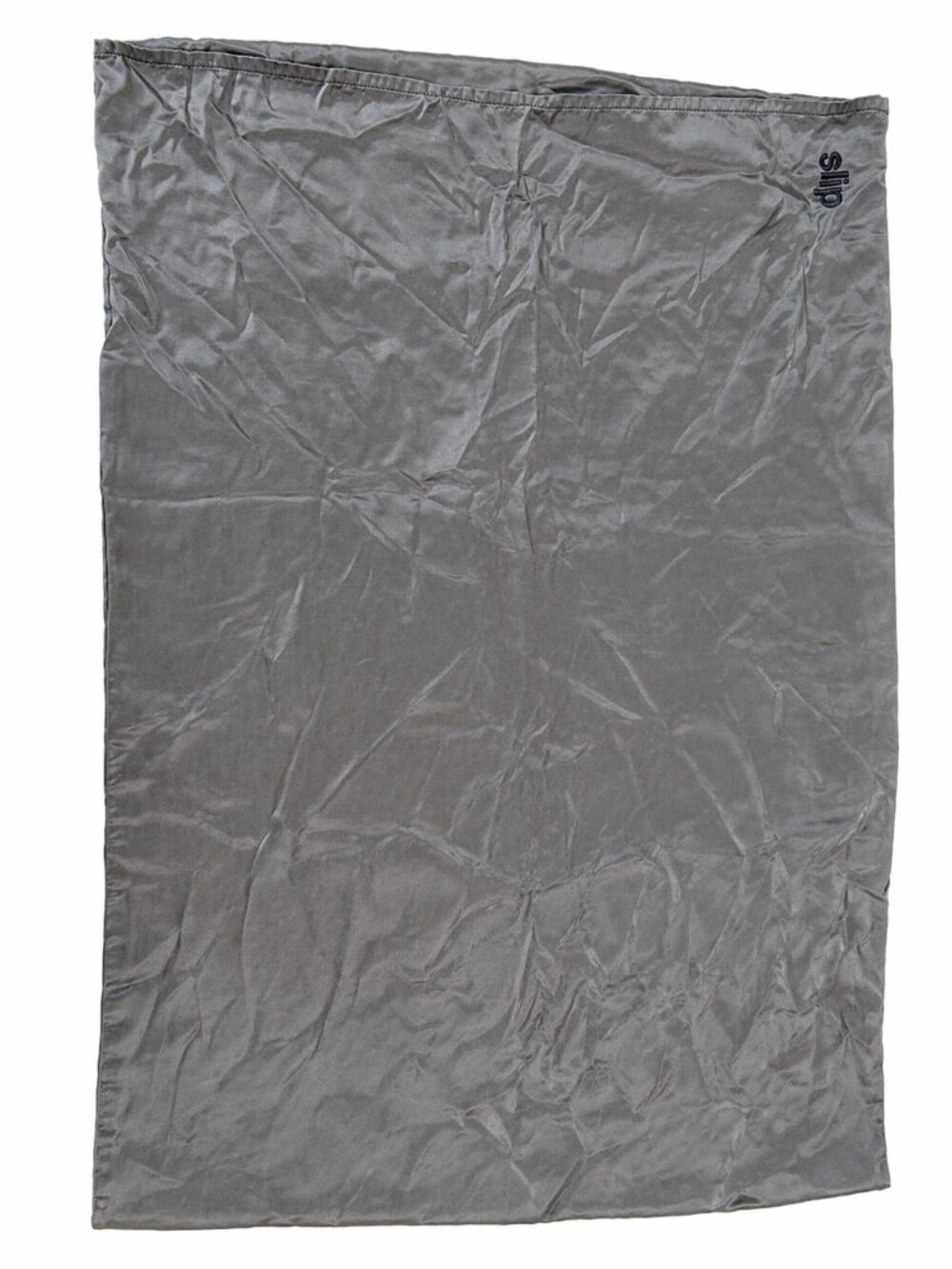 Slip Silk Pillowcase Queen/Standard Size Charcoal Gray Embroidered Logo